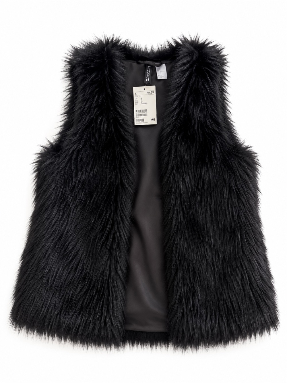 H&M Black Faux Fur Lined Vest